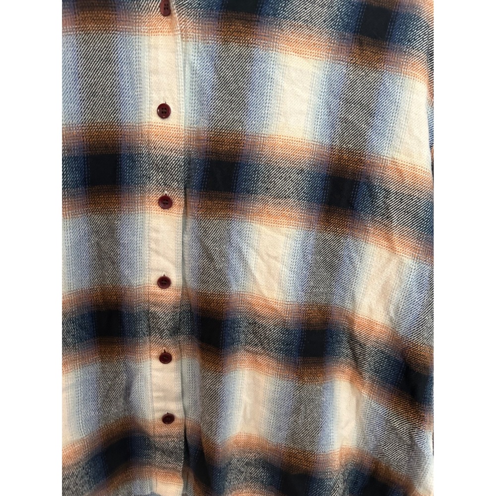 Madewell Plaid Flannel Button Down Shirt Blue Orange Ombre Cotton Small - Picture 2 of 8